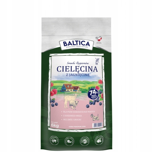 Baltica Příchutě Regionů Telecí s jehněčím masem Malá plemena Xs/s 6kg