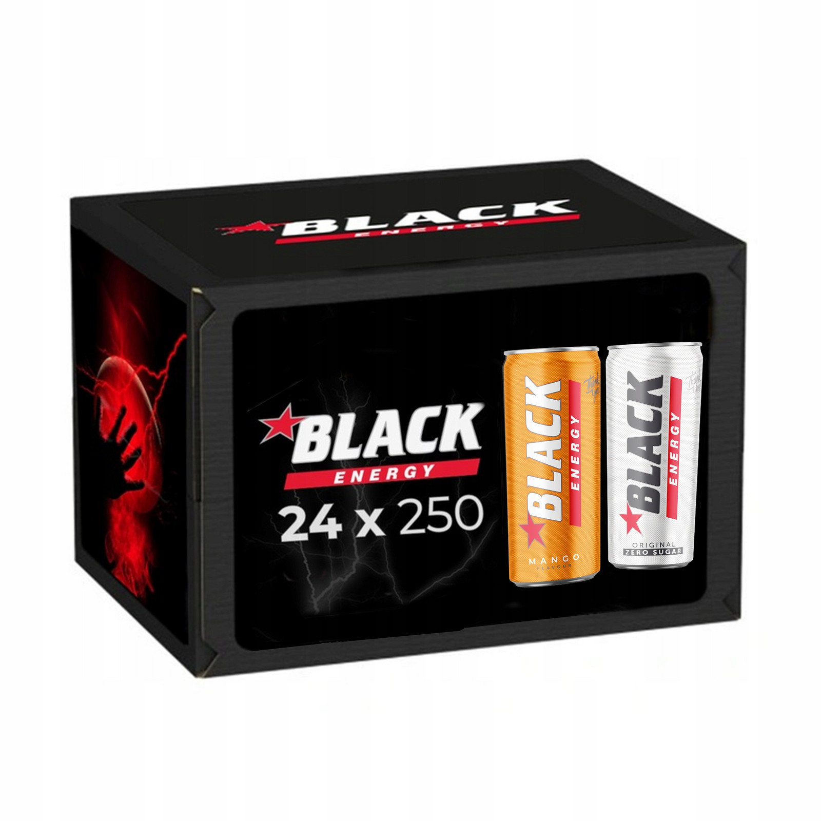 Black Energy energetický nápoj 250ml: Mango x 12, Light x 12