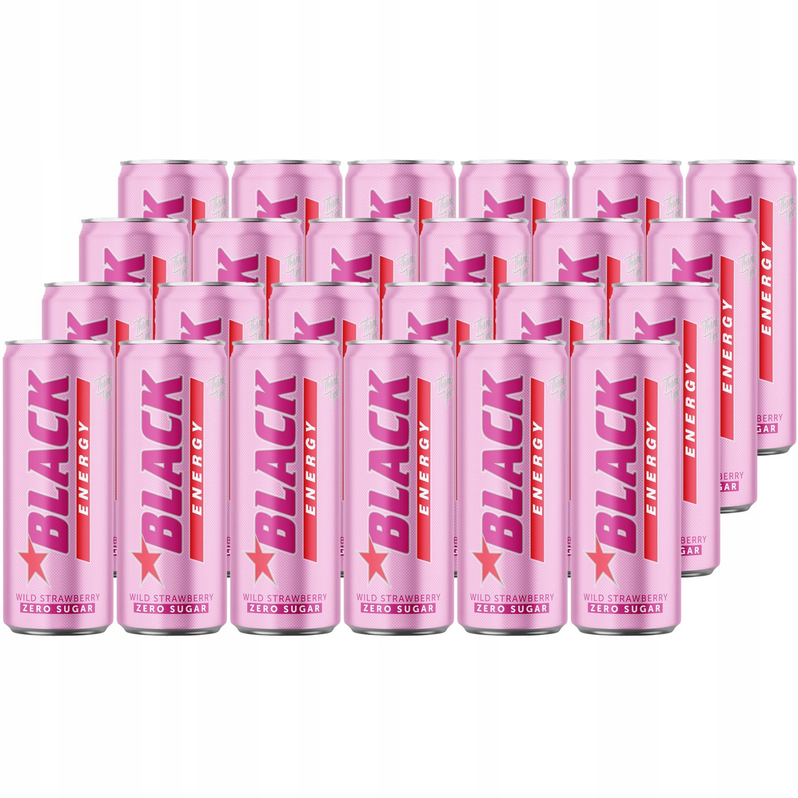 Black Energy Zero Sugar Wild Strawberry energizující 250 ml x 24 kusů