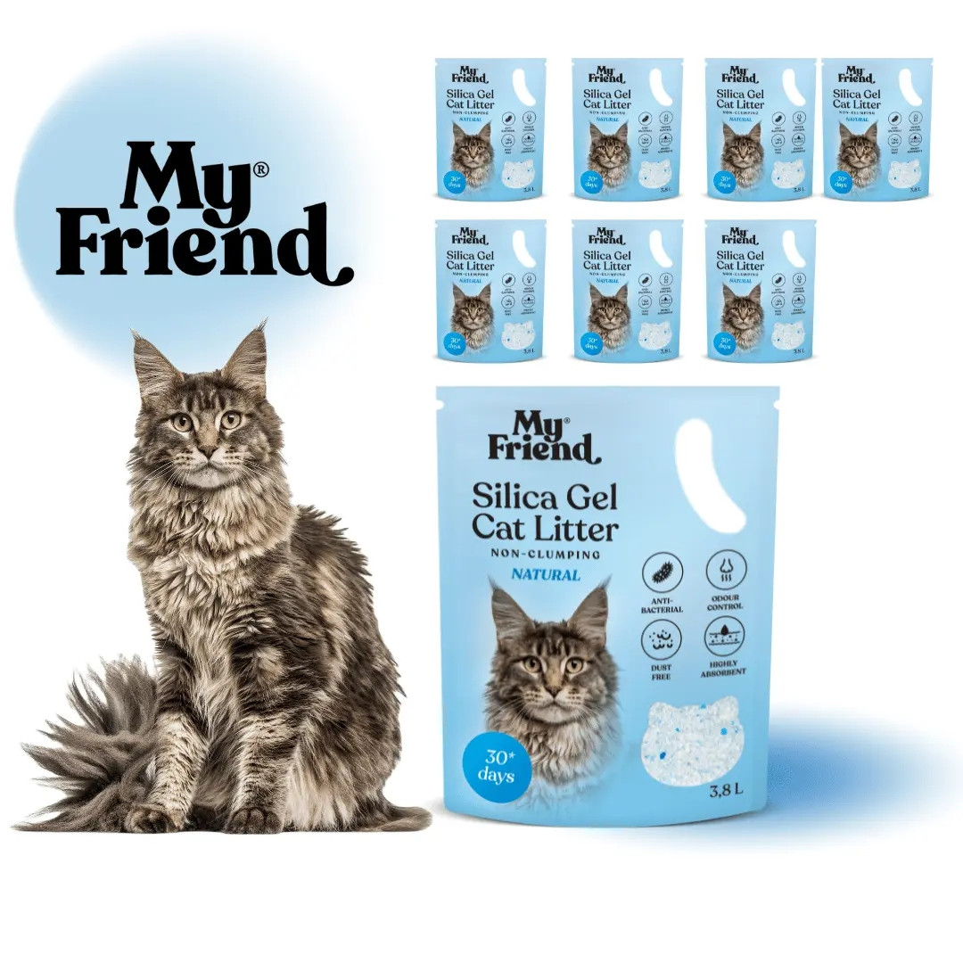 My Friend silikonové stelivo pro kočky Silica Natural 3,8l Balíček x8