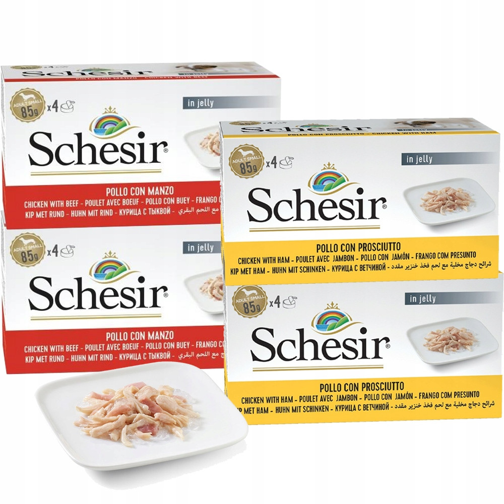 Vlhké krmivo pro psy Schesir Ad M-Pack Kuřecí filety mix 16x85 g