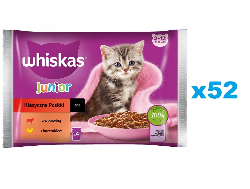 Whiskas Junior kapsička vlhké krmivo pro koťata 52x85 g
