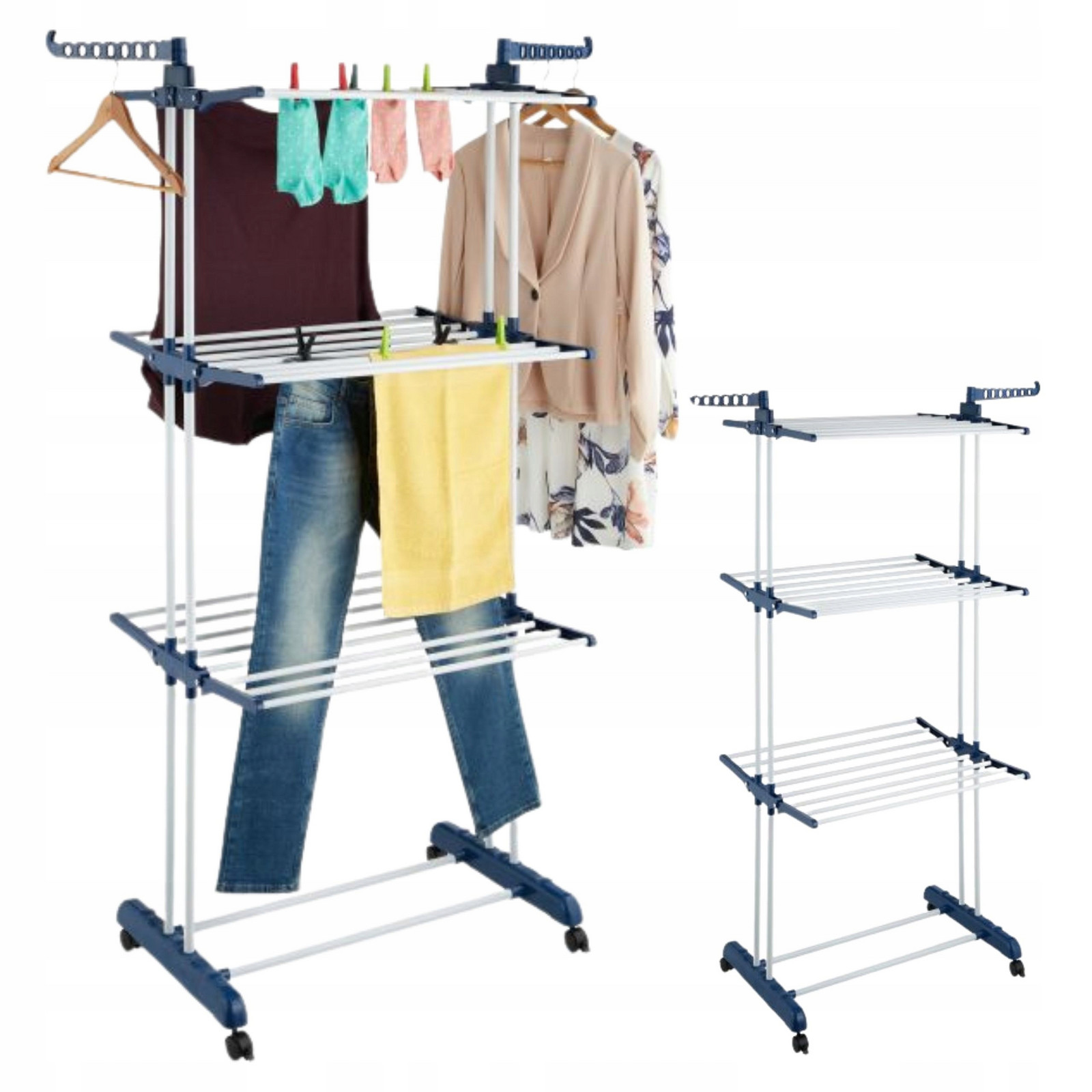 Sušák Na Prádlo věžová na kolečkách rozkládací s úchyty Multi