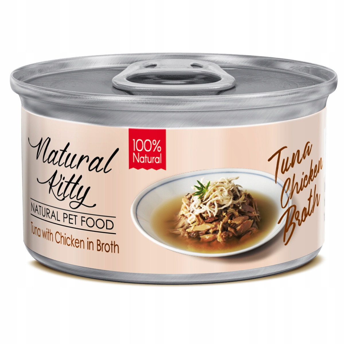 Natural Kitty, krmivo pro kočky všech věkových kategorií, tuňák s kuřecím masem, 24x80 g