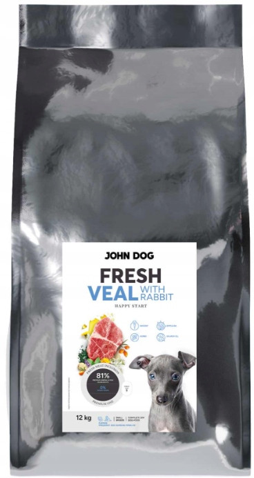 Puppy Fresh krmivo pro štěně Telecí S Králíkem John Dog 12 kg