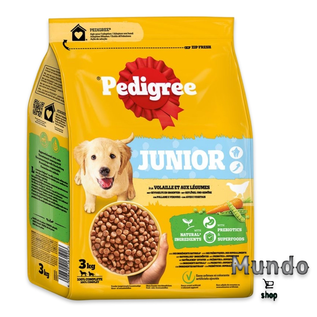 Pedigree Junior drůbeží se zeleninou - Výhodná sada: 3× 3 kg
