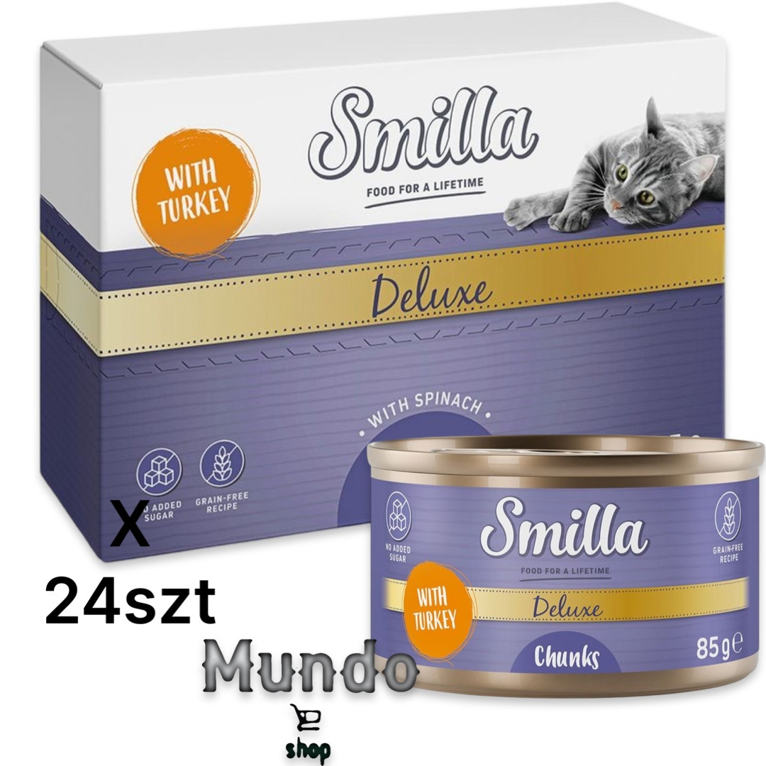 Smilla Deluxe Mousse 12 x 85 g - 10 % sleva - kousky v omáčce  s krůtou a špenátem
