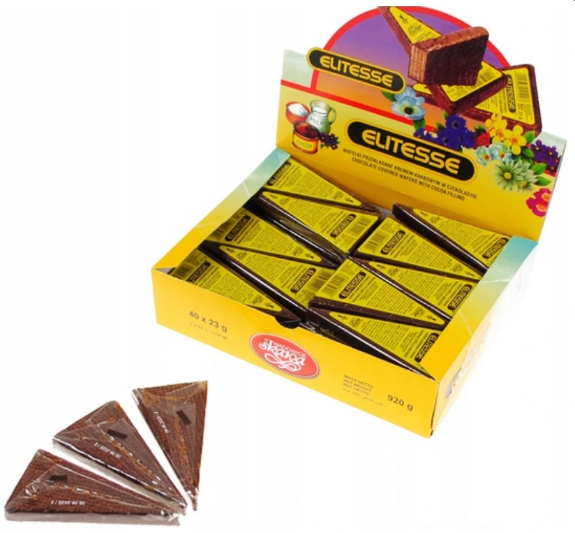 Wafle Oplatek V Čokoládě Elitesse Trojúhelník Skawa 40 kusů x 23 g Kakaové