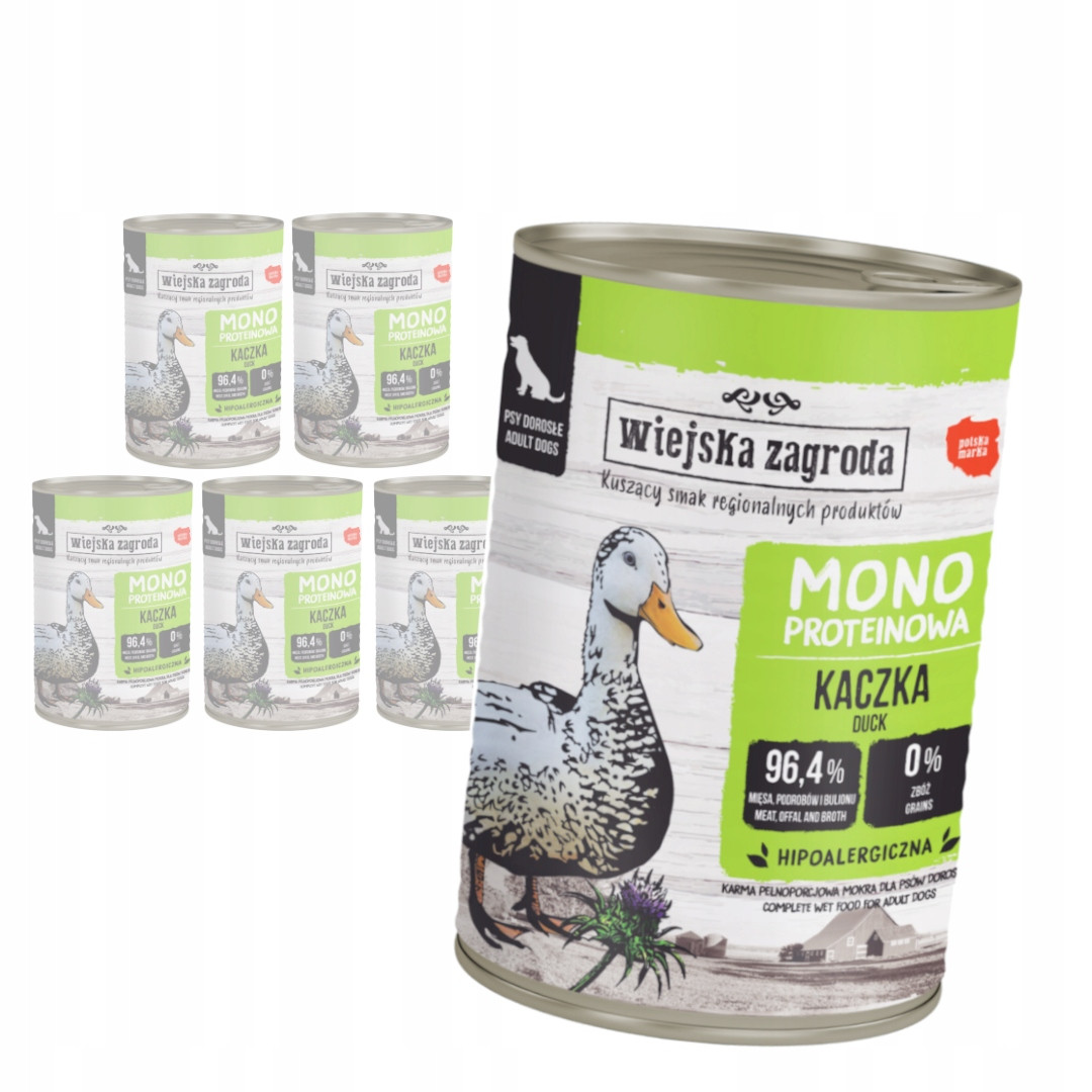 Wiejska Zagroda 12x400 g Monoproteinové Vlhké Krmivo pro psy s kachnou