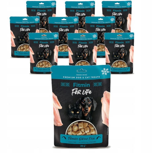 Fitmin For Life Dog Cat Dried Fish 10x30g pamlsky pro psa kočku ryba