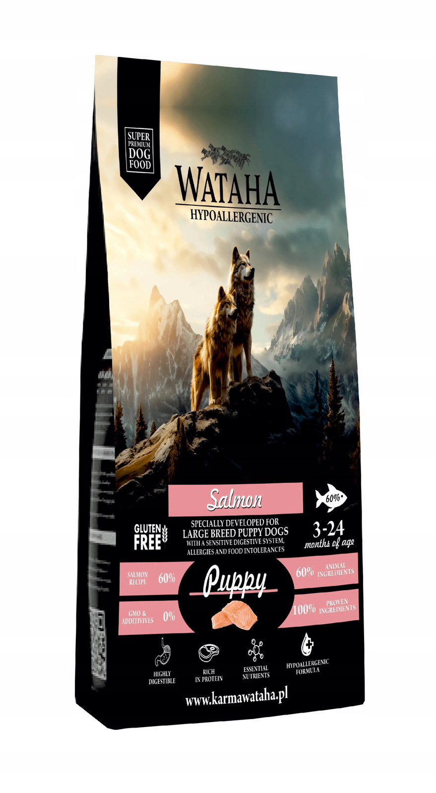 Wataha Hypoallergenic Krmivo Suché Pro Štěně 67% Losos S Rýží 6KG