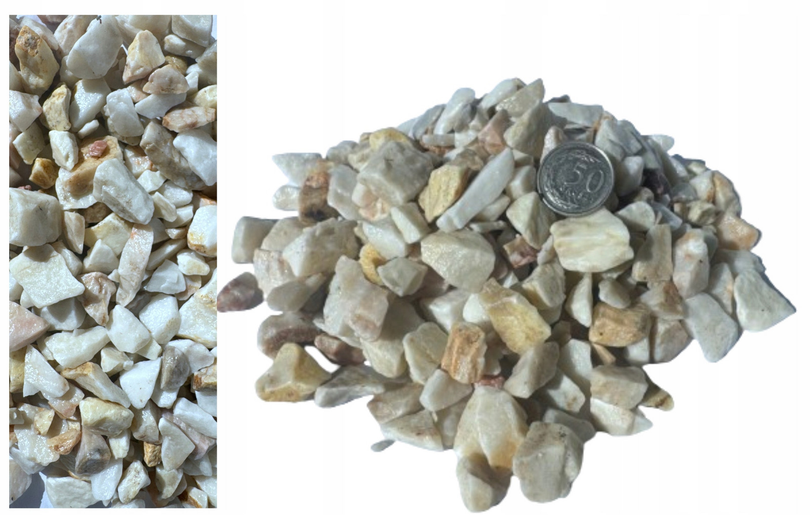 Stelivo do akvária štěrk bílé krémové terárium kámen grys 15-20mm 30 Kg