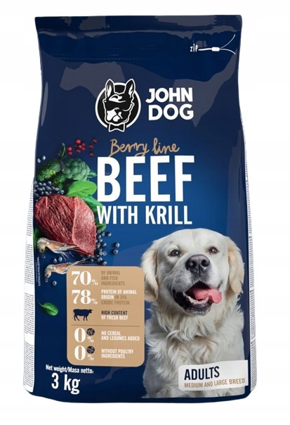 Suché Krmivo Pro Psa Hovězí Maso S Krylem Dospělé Střední A Velké John Dog 3 kg