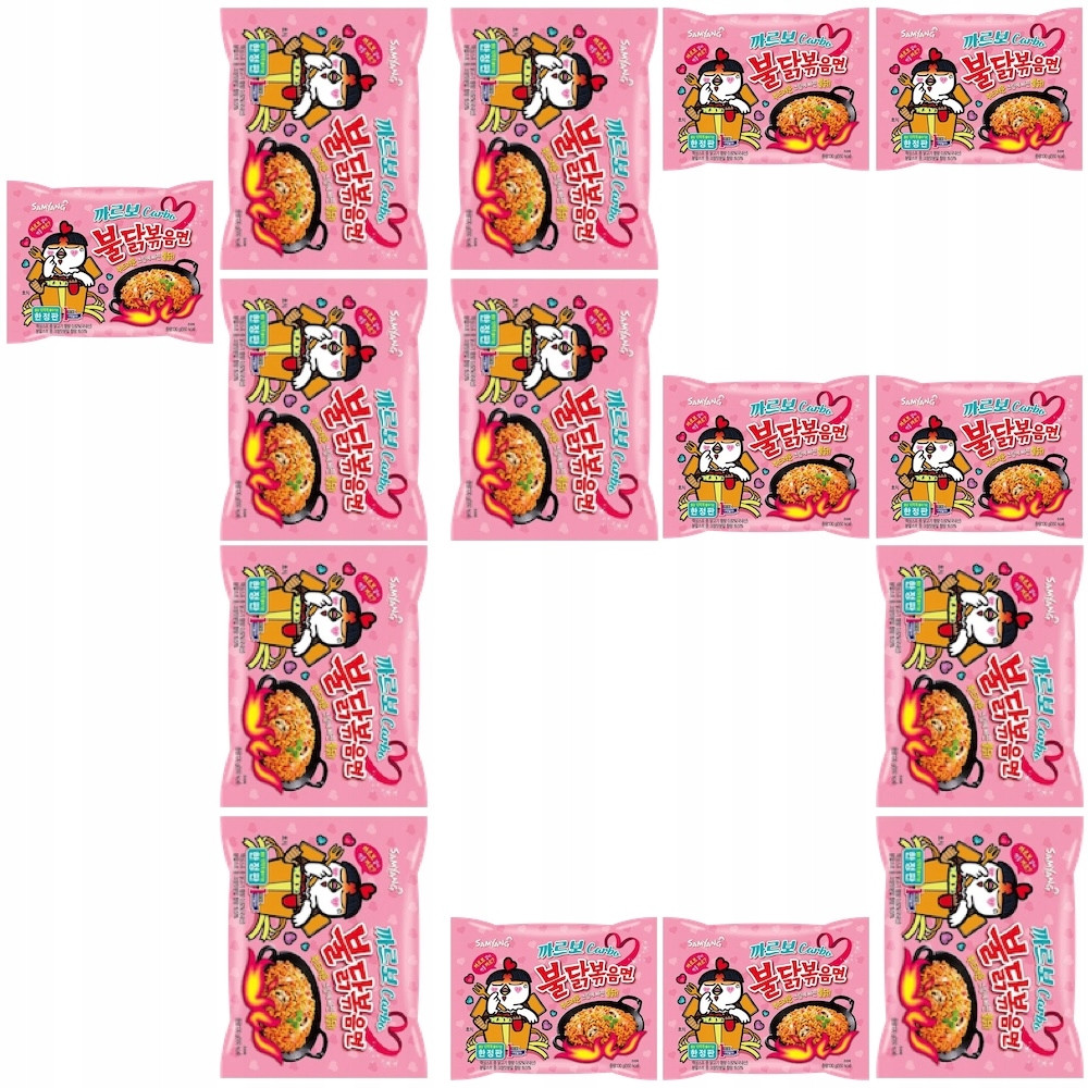 15 x Polévka na těstoviny Ramen Ostrá polévka Carbonara Hot Chicken Carbo 130 g Samyang