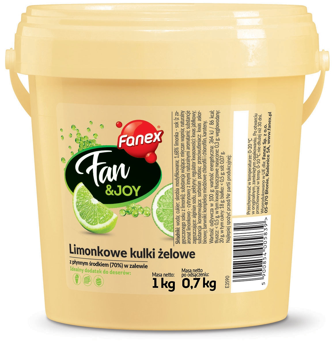 Želé Bonbony kuličky s tekutým středem v limetkovém nálevu Fan&J Fanex 1000 g