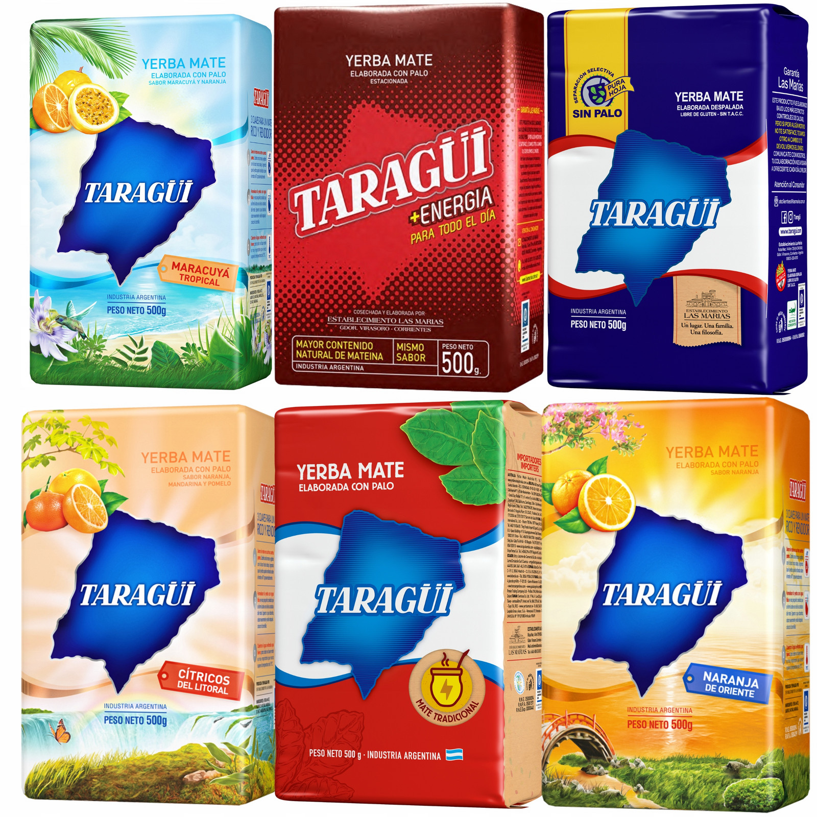 Kompletní sada příchutí Yerba Mate Taragui 6x500 g