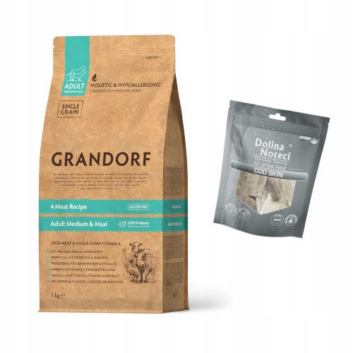 Grandorf 4 Maso dospělých středních a maxi plemen 1kg Dárek