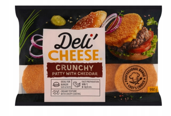 Deli' Cheese Crunchy Patty s cheddarem Panierovaný sýr 990 g