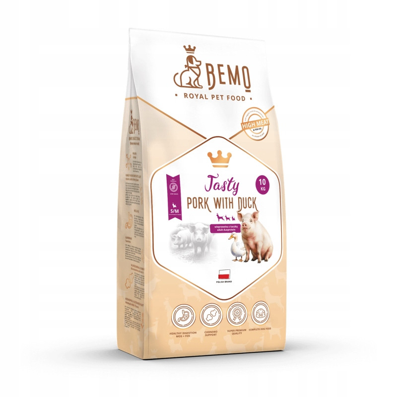 Bemo Tasty krmivo pro psy s Vepřovým Masem, Kachna, Střední A Velké plemeno, 10 kg