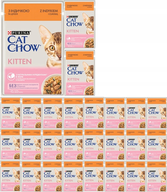 Purina Cat Chow Kitten s krůtím masem želé 26x85g