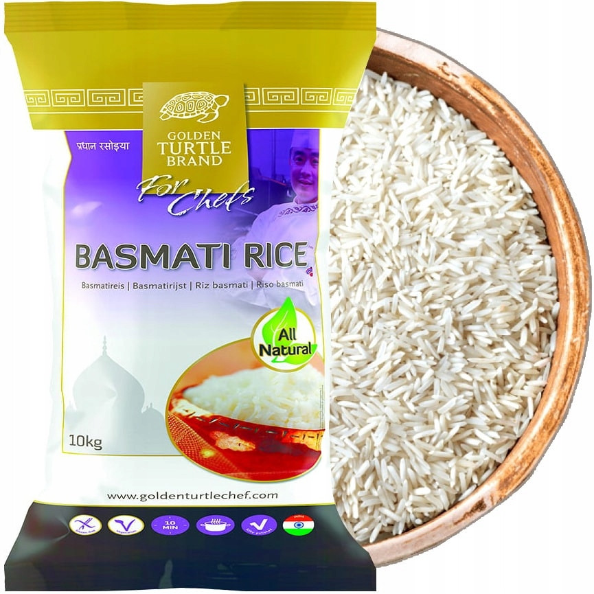 Indická rýže Basmati Dlouhozrnná Bílá Rice 10kg Golden Turtle Brand