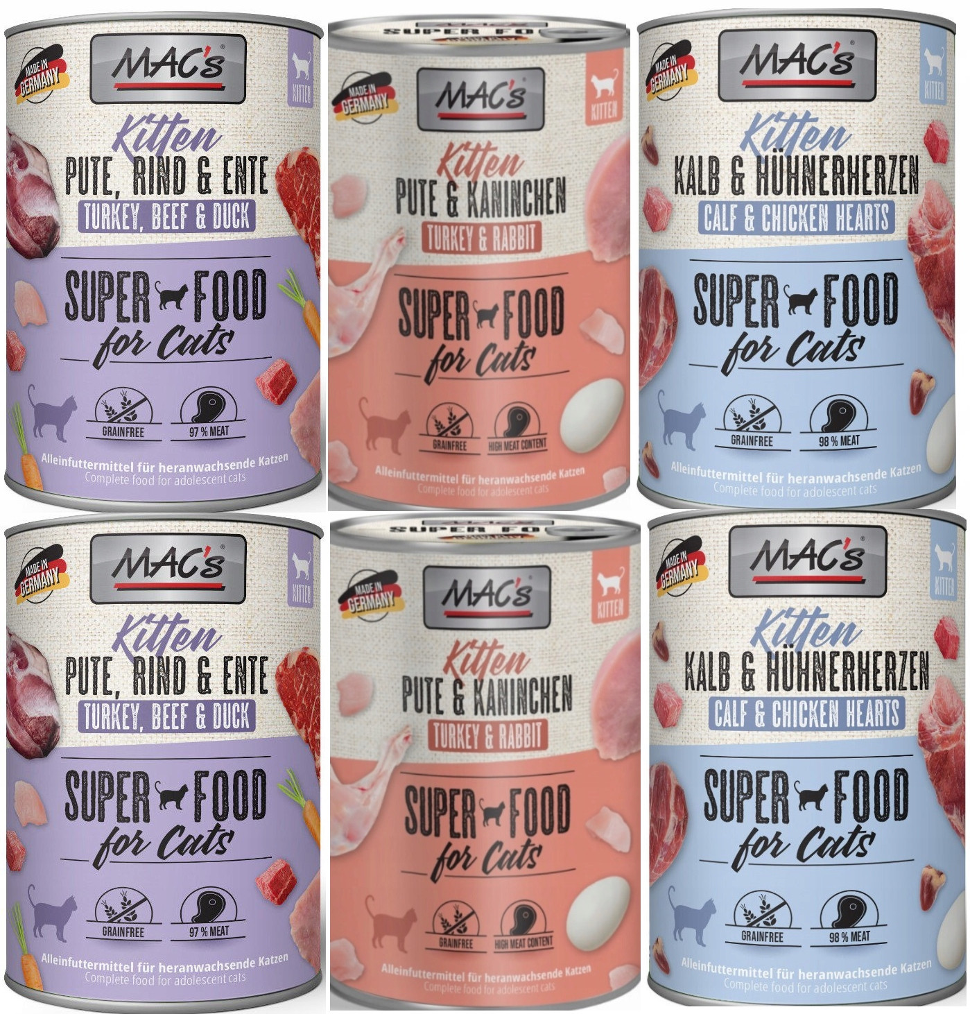 MAC's Cat Kitten Krmivo mokré bez obilovin pro koťata Mix 6x800g