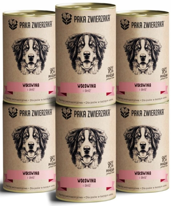 Paka Zwierzaka Hovězí a sleď 6x400g