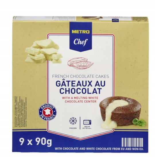 Metro Chef Fondant s bílou čokoládou (9 x 90 g) 810 g