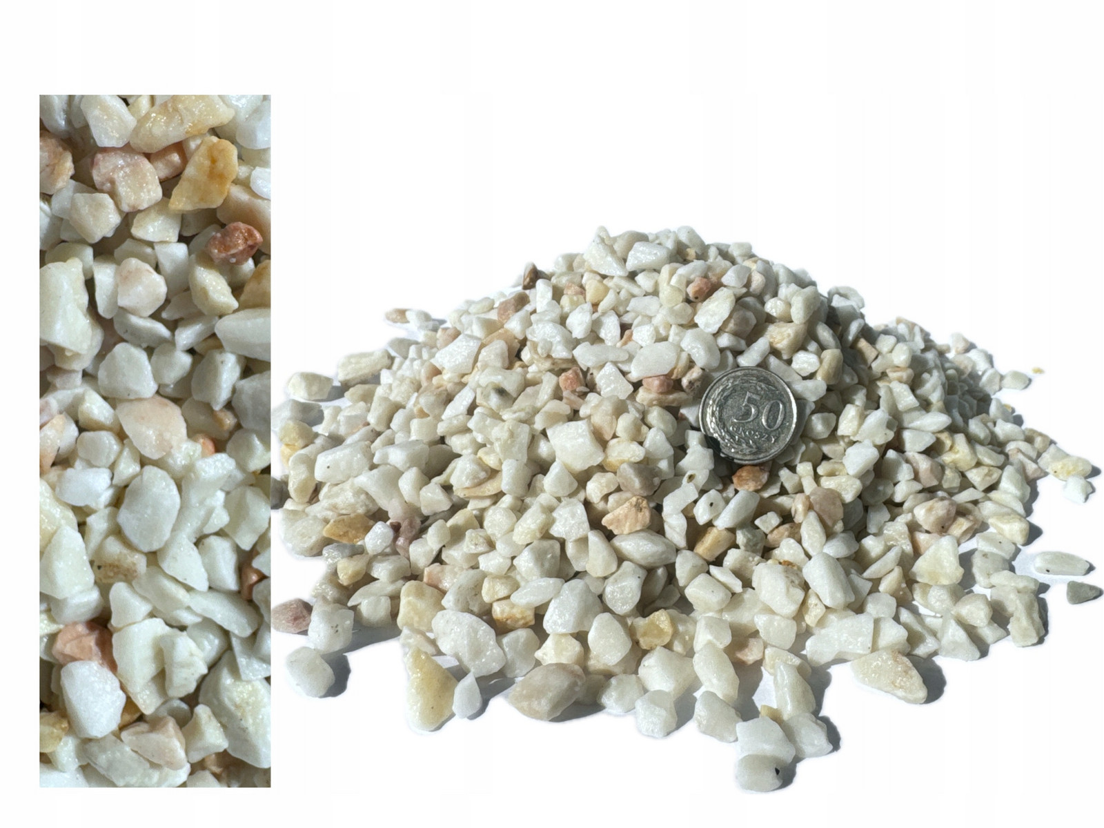 Stelivo do akvária štěrk bílé krémové terárium Ideální Pro Rostliny 5-8mm 30KG