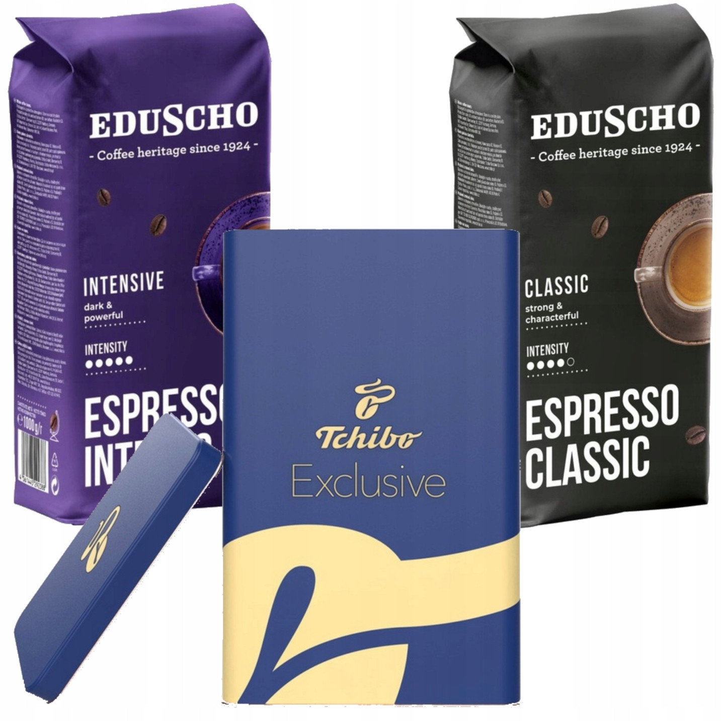 Tchibo Eduscho Zrnková káva Crema 1kg/Espresso 1kg Plechovka Bonus