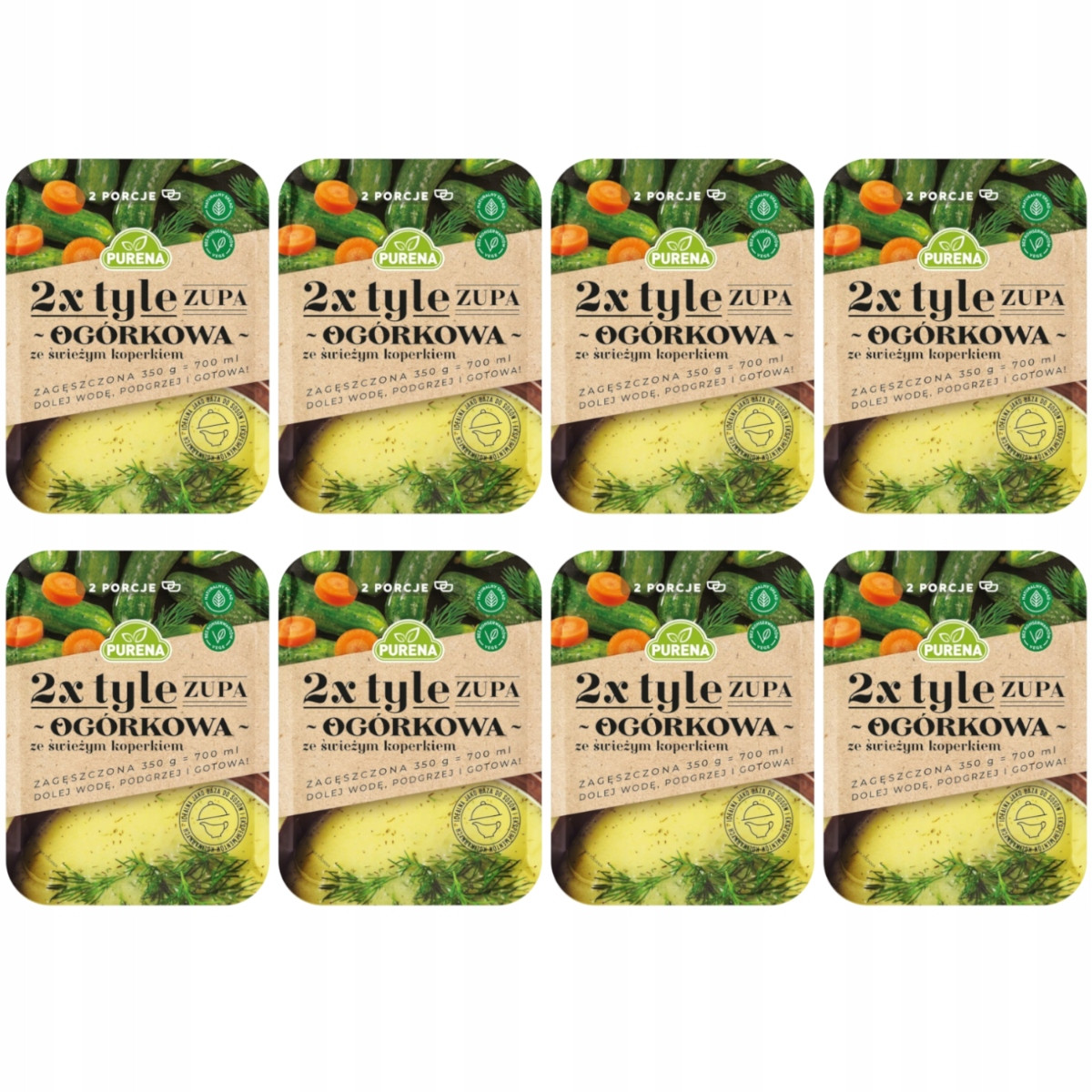8 x Zahuštěná okurková polévka s čerstvým koprem Purena 350 g 2 porce