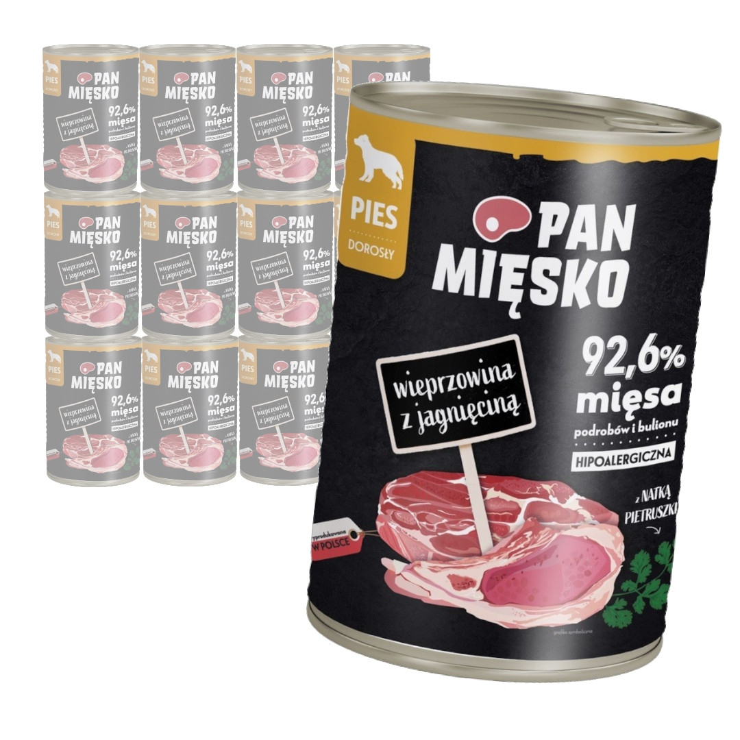 Pan Mięsko 12x400g Vepřové s jehněčím masem Vlhké Krmivo pro psy