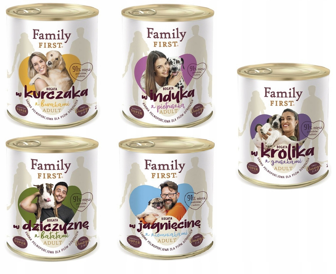 Familiyfirst 5 lahodných příchutí krmivo pro psa 5 x 800g. pýcha