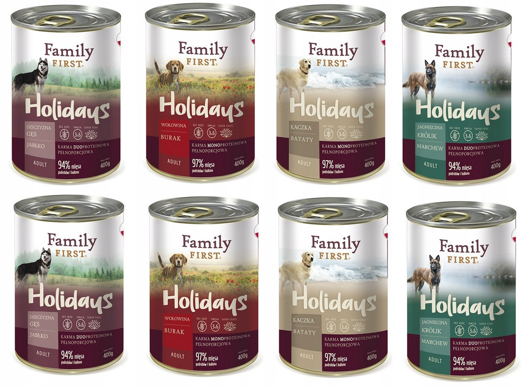 Family first 4 lahodné příchutě krmivo mokré konzervy 3,2kg. pýcha