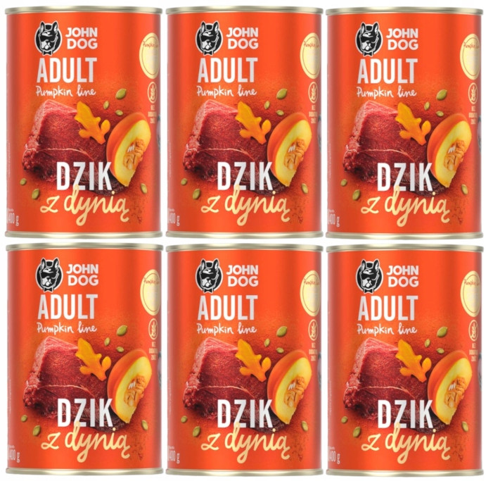 John Dog Pumpkin vlhké krmivo pro psy Divočák S Dýní 6x400 g