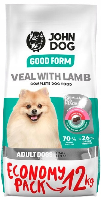 John Dog suché krmivo pro psy malých plemen Telecí Jehněčí 12 kg