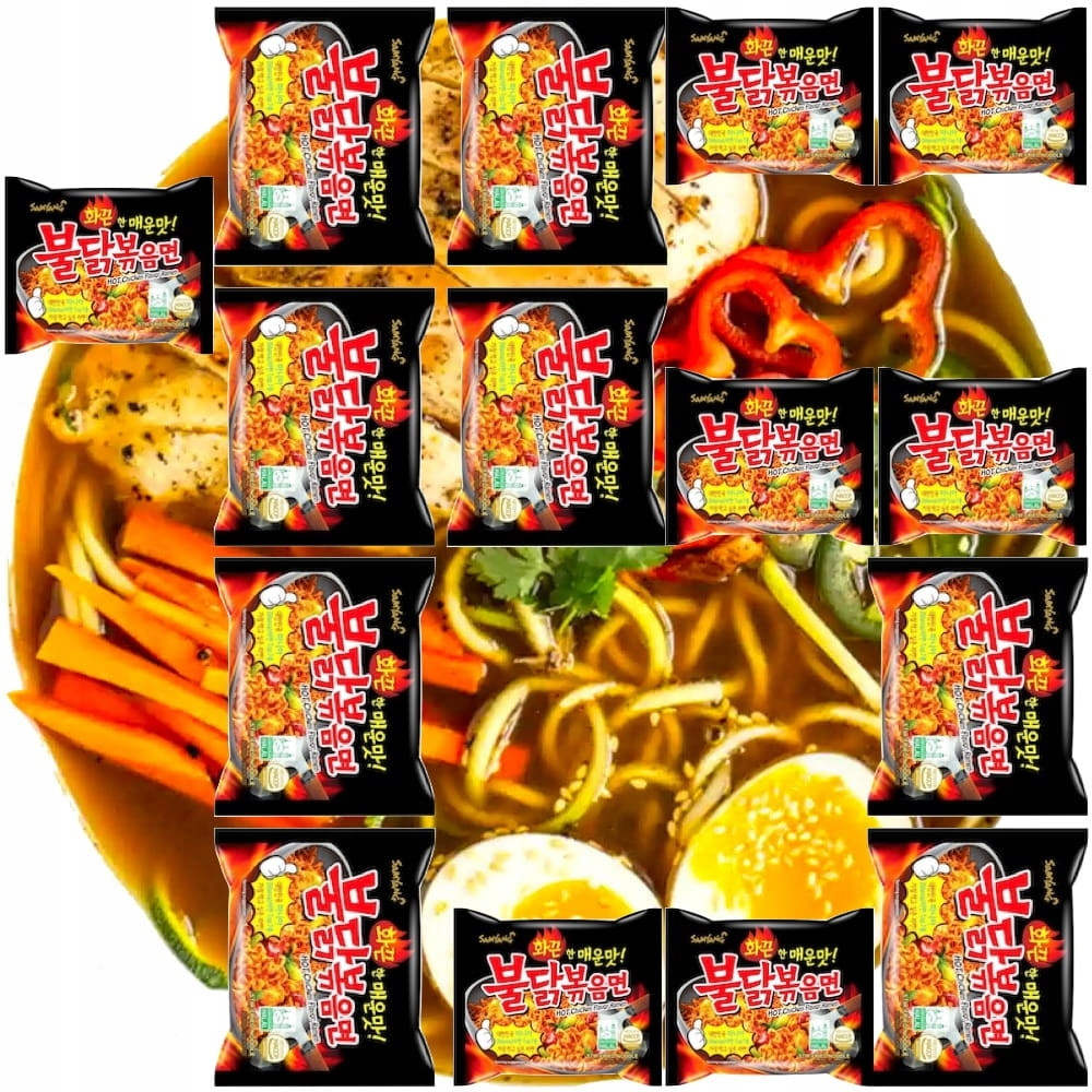 15x Polévka Těstoviny Ramen Ostré kuře Hot Spicy Chicken Ostra 140g Samyang
