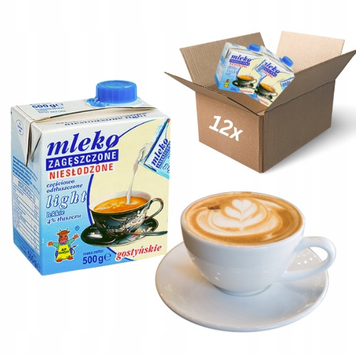 12x Zahuštěné mléko neslazené light Sm Gostyń 500ml ideální na kávu