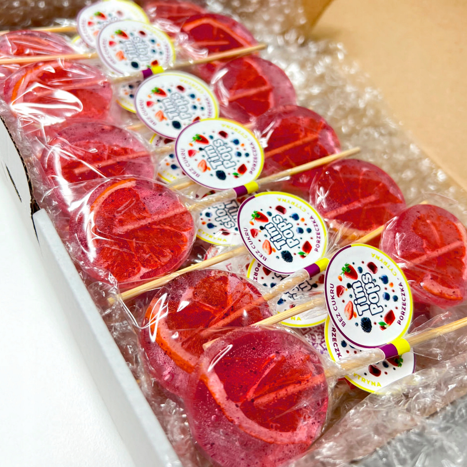 Sada Party Box TimPops 25 lízátek s příchutí rybízu Citron (bez cukru)