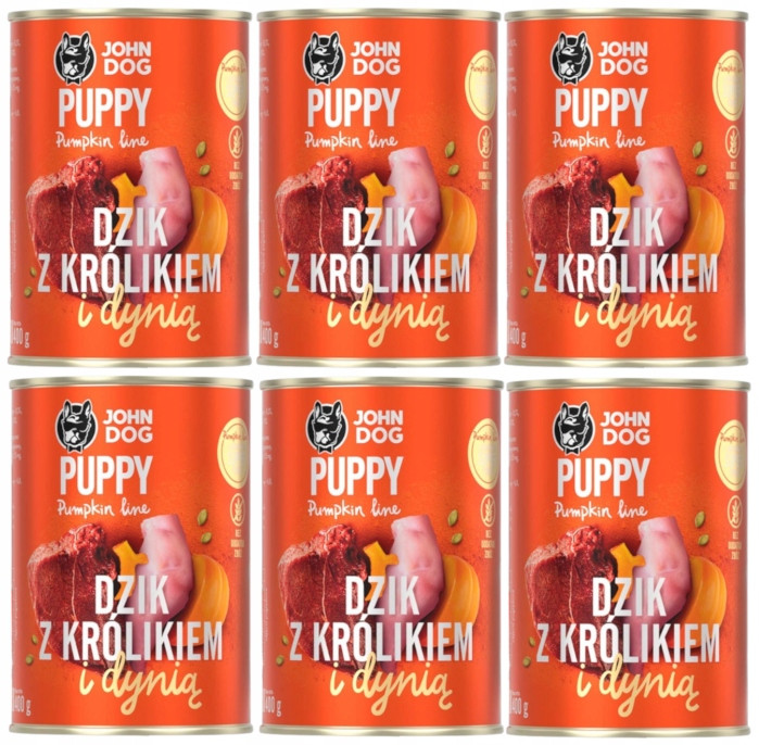 John Dog Pumpkin krmivo pro psa štěně Divočák S Králíkem A Dýní 6x400 g
