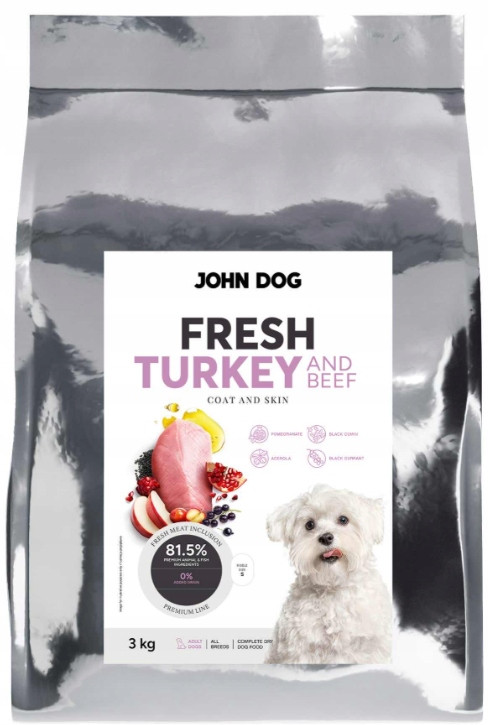 Adult Fresh suché krmivo pro psy Krůta S Hovězím Masem John Dog 3 kg