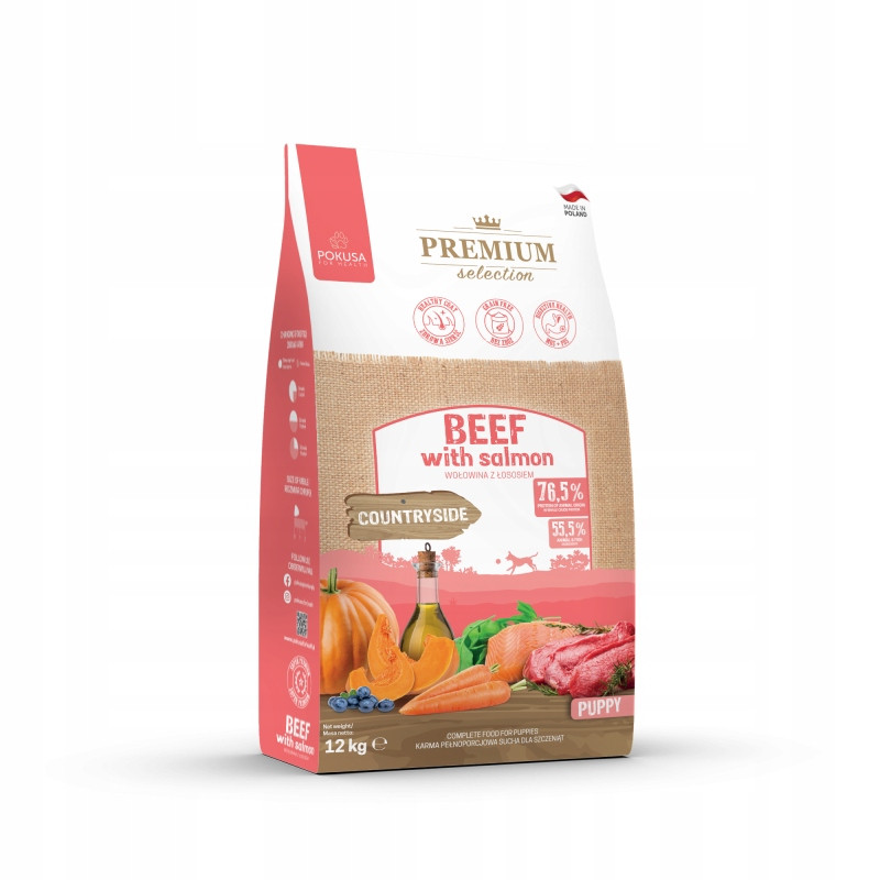 Pokusa Hovězí maso s lososem pro štěňata 12 kg