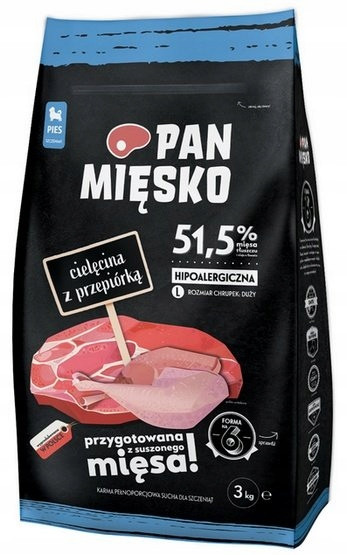 Pan Mięsko Krmivo pro psy – pro štěňata, telecí maso a křepelka
