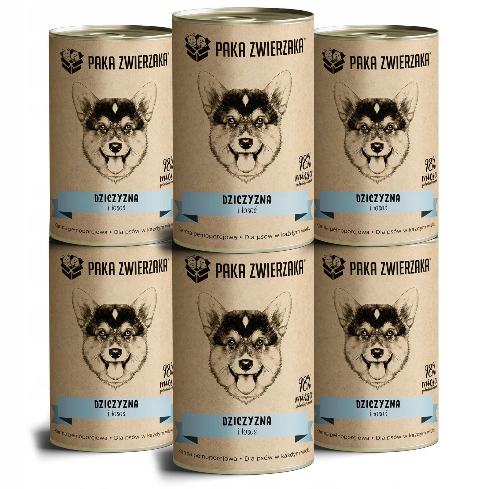 Paka Zwierzaka Krmivo mokré pro psa Zvěřina a losos 6x400g