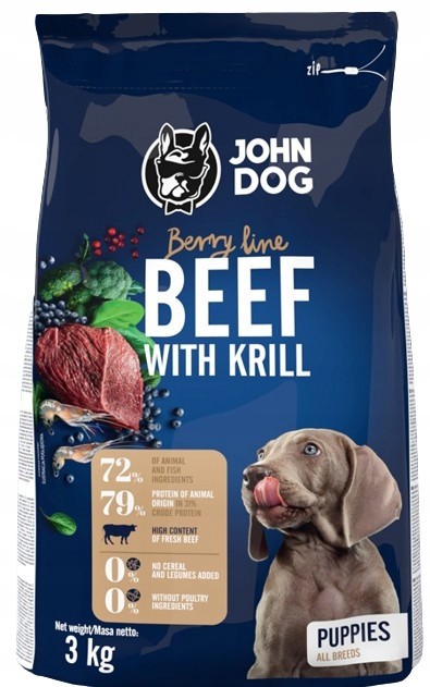 Suché Krmivo Pro Štěňata Hovězí Maso S Krylem Pro Psa John Dog 3 kg