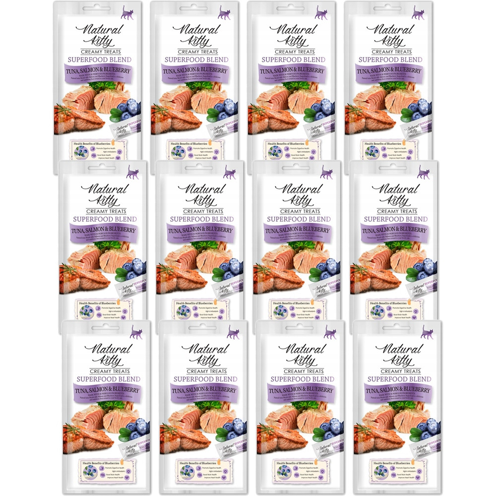 Natural Kitty Superfood Tuňák Losos Borůvka 48x12g