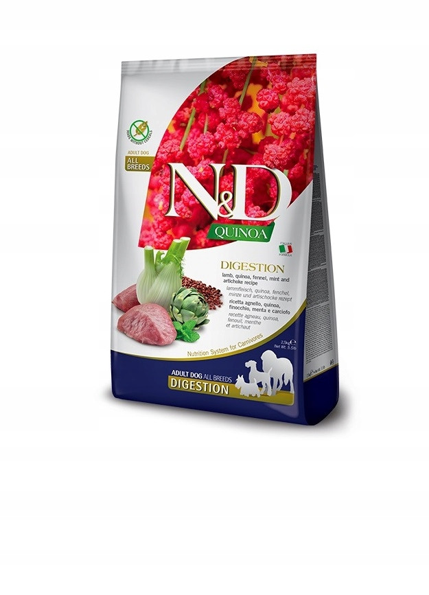 Farmina N&d Quinoa Dog Adult medium maxi Digestion Jehněčí, fenykl 2,5 kg