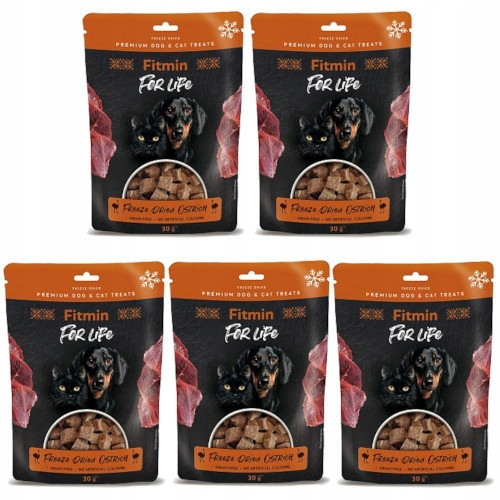 Fitmin For Life Dog Cat Dried Ostrich 10x30g pamlsky pro psa kočku pštros