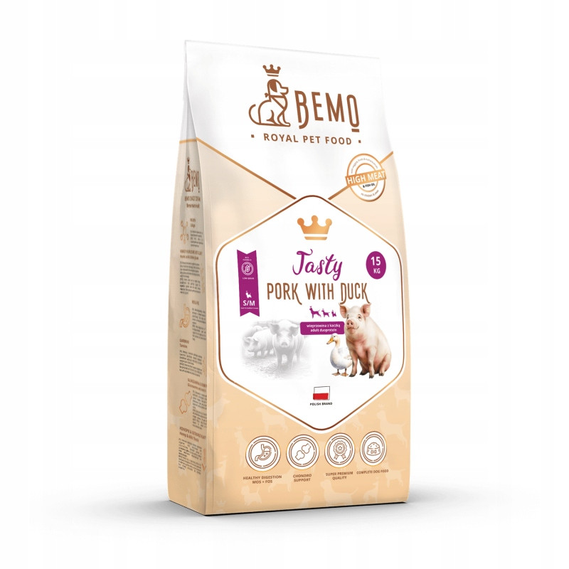 Bemo Tasty krmivo pro psy Vepřové, Kachní plemeno Střední A Velké 15 Kg