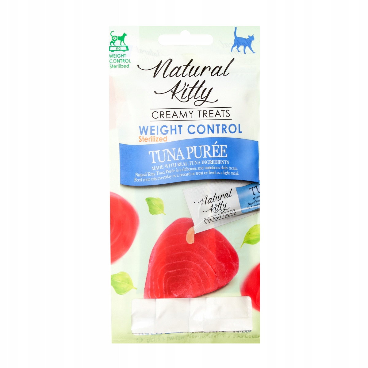 Natural Kitty, pamlsek pro sterilizované kočky, pyré z tuňáka, 24 x 48 g